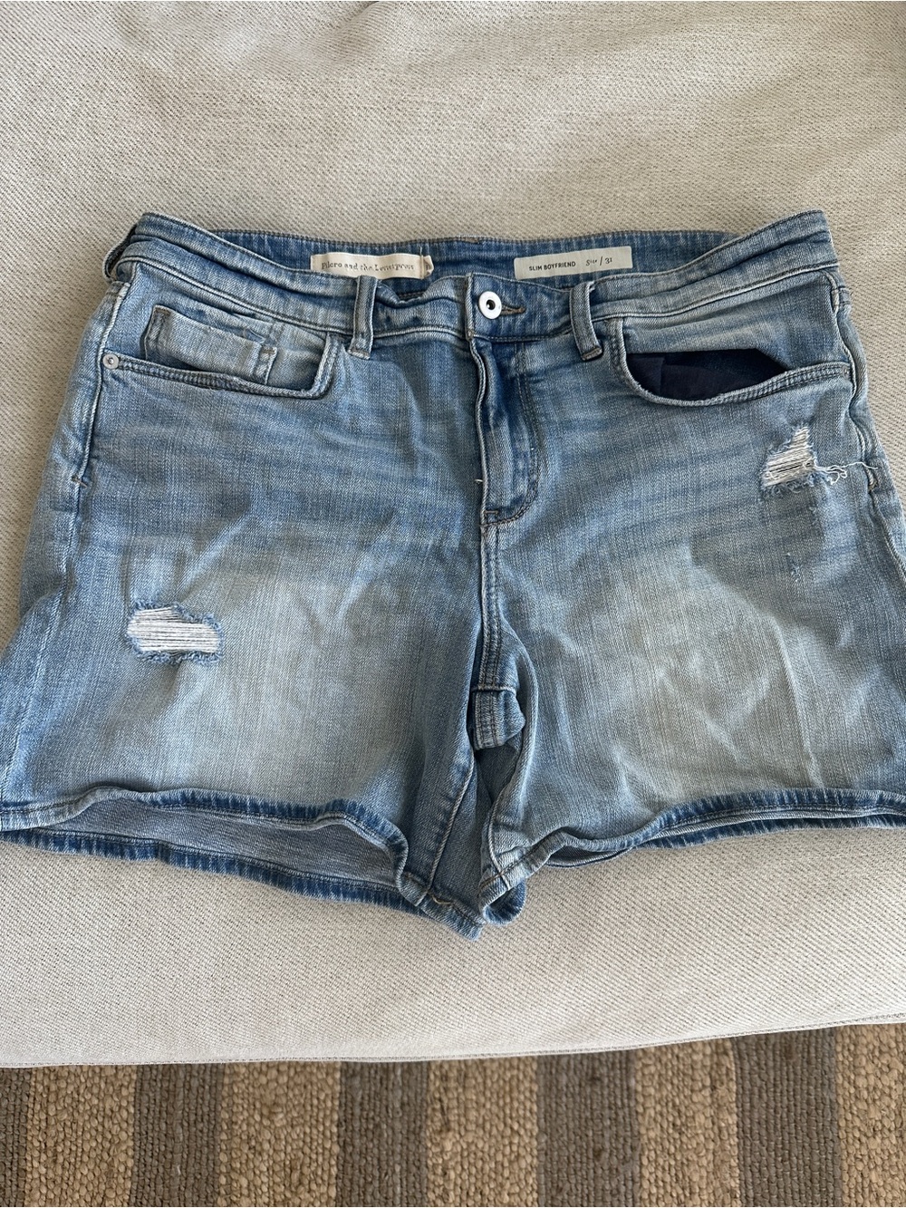 Pilcro and the Letterpress Light Blue Distressed Denim Shorts